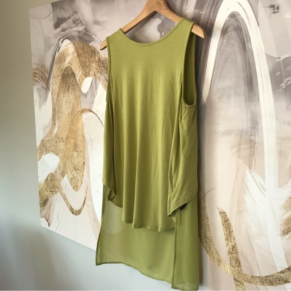AUGUST SILK | Green High Low Sleeveless Top With Silky See-Through Back Size S - Picture 5 of 11